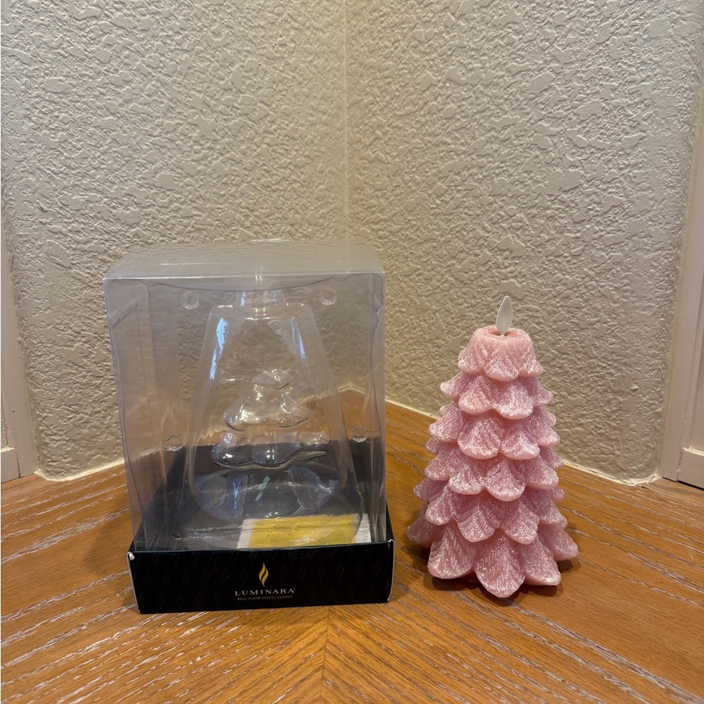 Luminara Pink Glitter Tree Flameless Candle